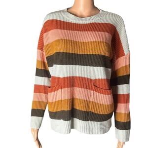 Main Strip Pocket pullover sweater boxy crewneck two front pockets size M